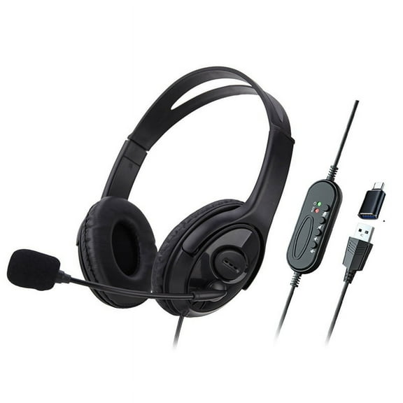 Wired USB Headset Computer Teaching Telephone Headset with Microphone Type-C Suitable for Zoom Skype Office Call Center