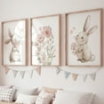 thumbnail image 2 of 3pcs/set Cute Bunny and Wildflower Watercolor Prints, Art Deco, Classic, Modern Style, Spring and Winter Season, Bedroom, Dining Room, Recommended Room, Indoor Usage, Portrait Orientation, Frameless, 2 of 4