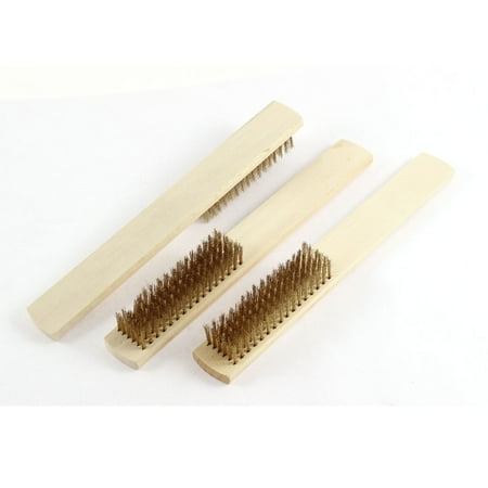 

Wooden Handle Brass Wire Cleaning Polishing Scratch Brush 20cm Length 3pcs