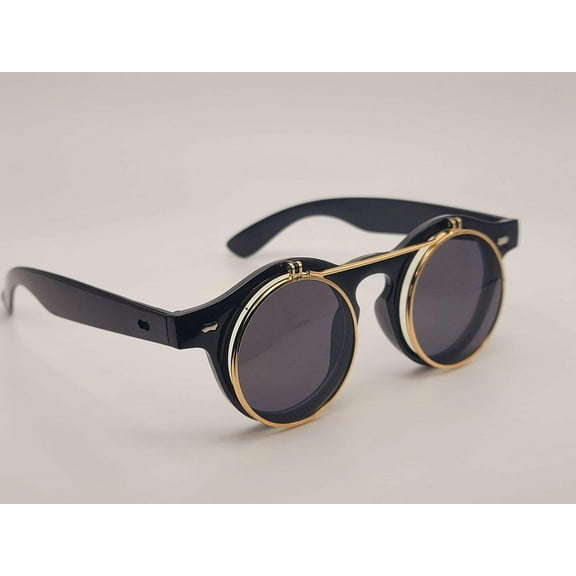 Steampunk Goggles Glasses Round Sunglasses Emo Retro Vintage Golden Black