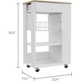 thumbnail image 6 of TUHOME Blosson 22-inch Wide Kitchen Cart with 1 Drawer, 2 Open Shelves, and 4 Casters, White / Light Oak, 6 of 10