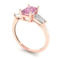 thumbnail image 2 of 1.5 ct Emerald Cut Simulated Pink Diamond Three-Stone Engagement Ring for Women in 18K Rose Gold, 2 of 5