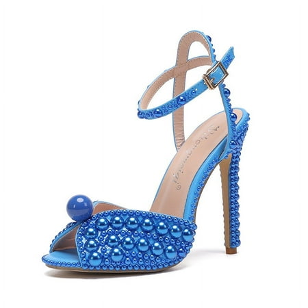 

Autumn New Fish-toe High Heels Stiletto Heel Shallow Mouth Rhinestone Pearl Women‘s Single-layer Shoes Wedding Dress Bridal Shoes