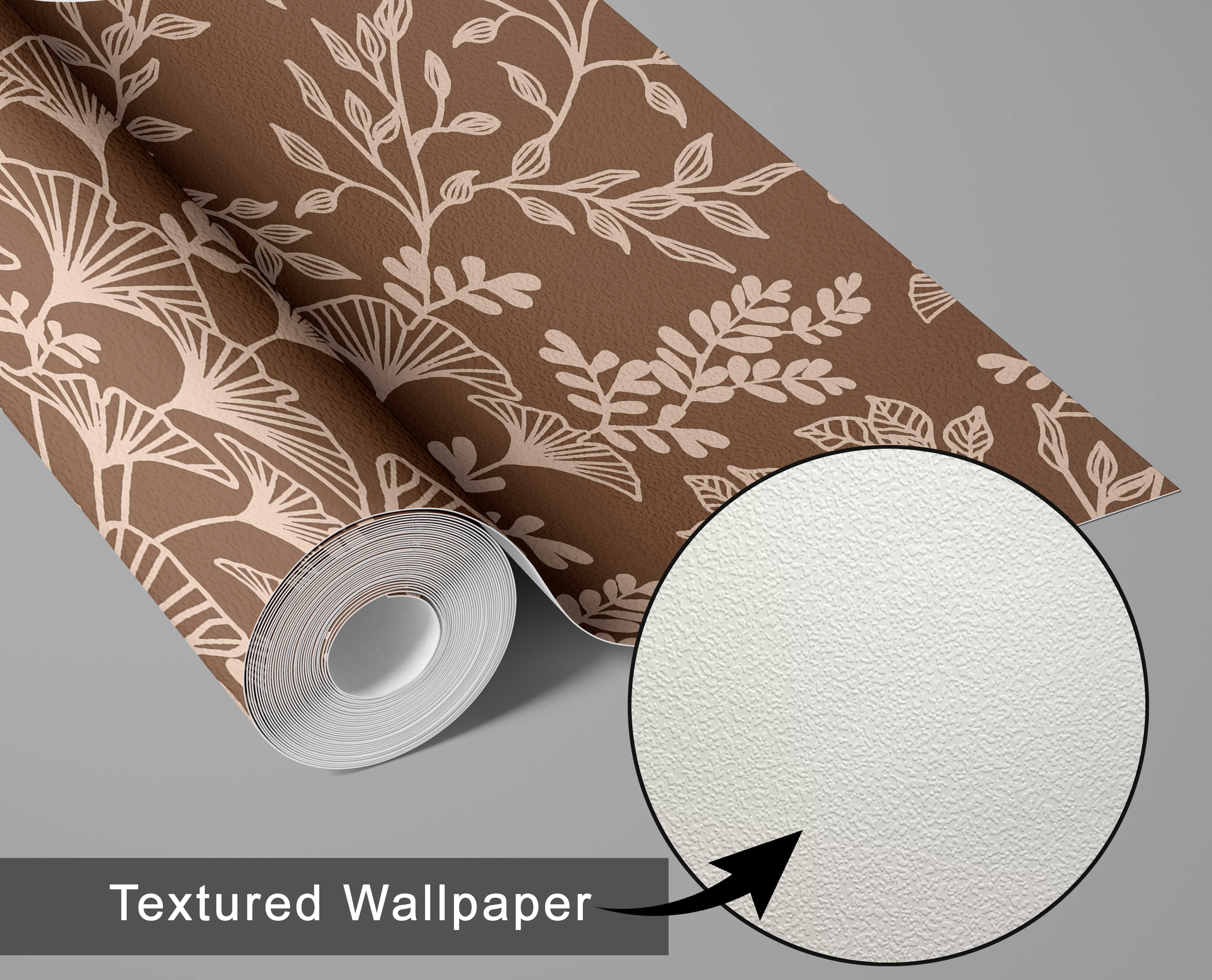 S4Sassy Peel and Stick Wall Covering, Botanical Branch Wallpaper Removable Wallwrap - Brown Textured Instant Wall Mural for Bedroom, Bathroom, Laundry Room, Closet Interior (25"x120" inch)