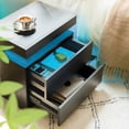 thumbnail image 6 of SAYGOGO 2 Drawer Black Woodgrain Nightstand, Modern Adjustable LED Bedside Table with Open Shelf for Bedroom, 6 of 9
