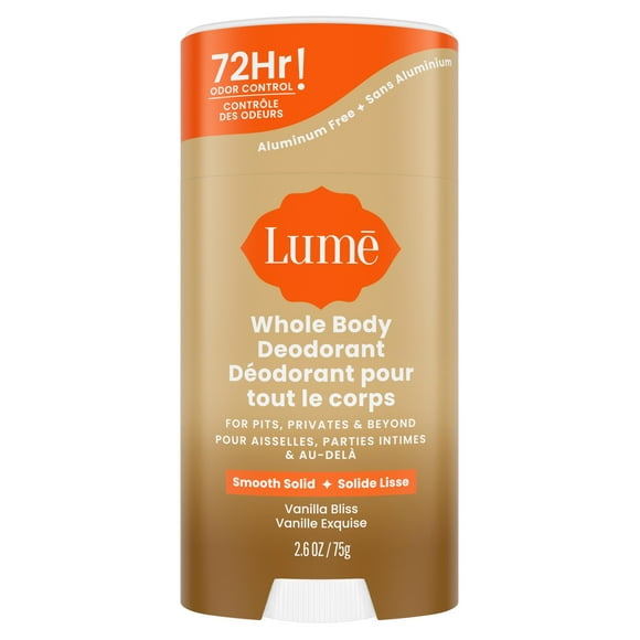 Lume Whole Body Women’s Deodorant - Smooth Solid Stick - Aluminum Free - Vanilla Bliss - 2.6oz