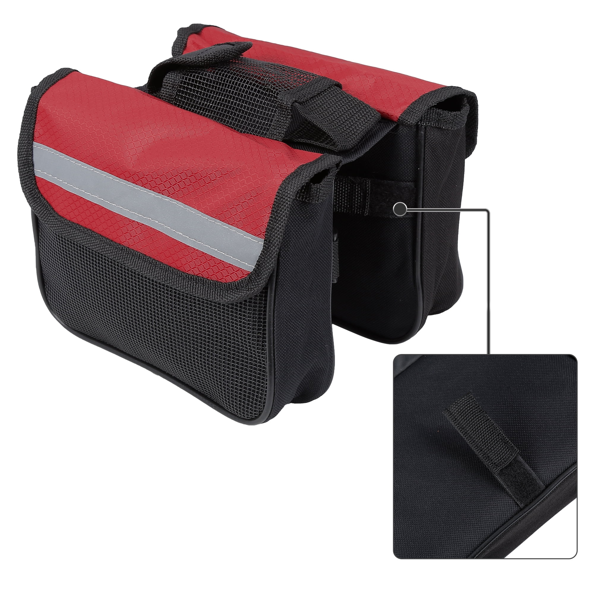 Unique Bargains 7.09x5.91x5.91in Bike Saddlebag Frame Bag Tool Pouch Black Red