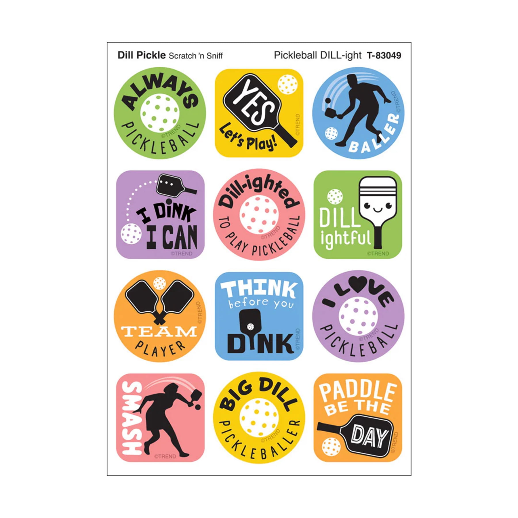 TREND Pickleball Pride, Dill Pickle Scent Scratch 'n Sniff Stinky Stickers, 48 Per Pack, 6 Packs