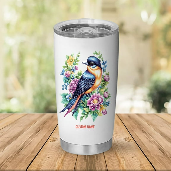 Kingbird Lover Personalized Tumbler 20oz With Handle And Straw - Stainless Steel Travel Mug With Lid - Custom Bird Gift For Women Girls Nature Fans BYdU0E
