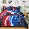 thumbnail image 7 of PERFEMET Boys Gaming Comforter Set 3-Piece 3D Red Blue Lightning Game Controller Kids Teens Bedding,Full, 7 of 7