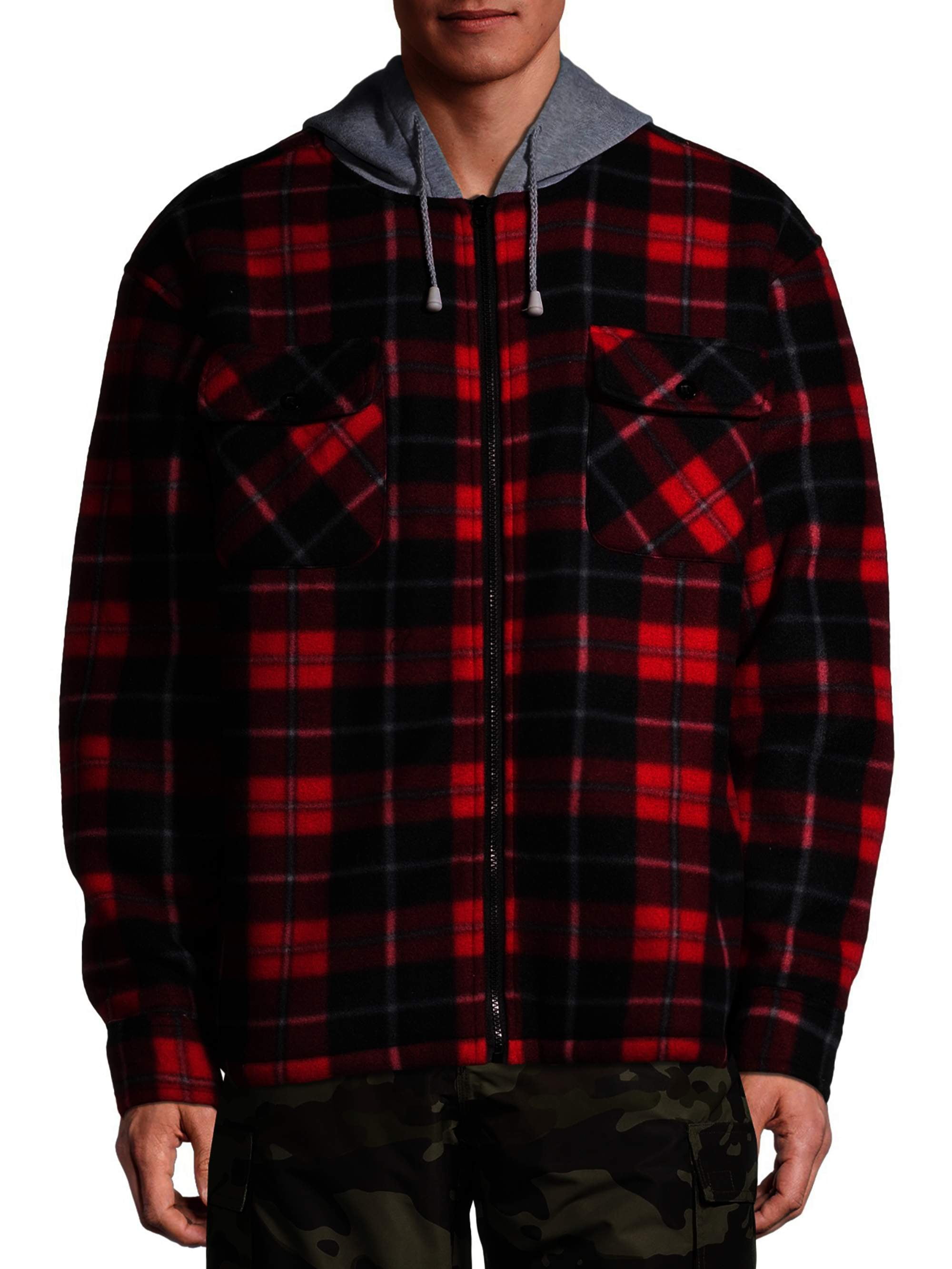 Iceburg Men’s Faux Sherpa Lined Hooded Fleece Jacket, up to Size 3XL