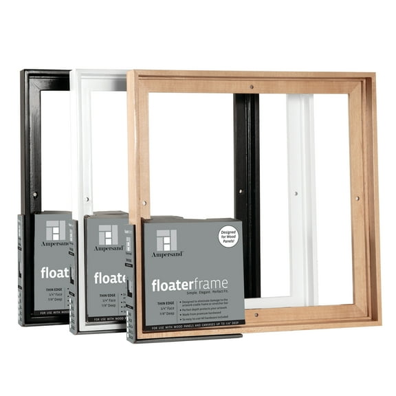 Ampersand Art Floaterframes Thin Edge (1/4" Face) 1-1/4" Frame Profile for 7/8" Deep Artwork 8" x 8" Maple