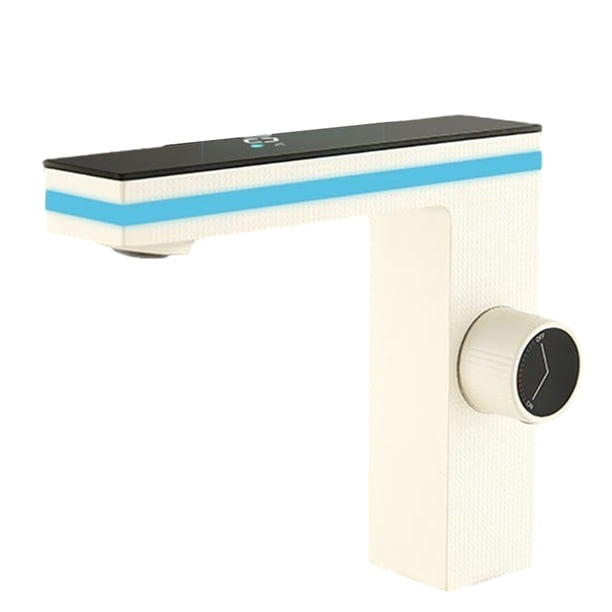 Bewildely Grifo de lavabo con pantalla digital e iluminación ambiental para baño con forma de mueble de agua espumosa Cocina y Comedor tipo+5 tubería de agua de 60 cm