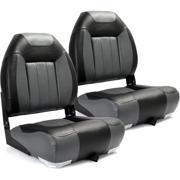 NORTHCAPTAIN Premium Marine High Back Folding Boat Seat,Stainless Steel Screws Included,Charcoal/Black,2 Seats