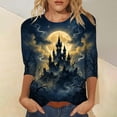 thumbnail image 2 of MVRLSH Womens Tops Blouse Casual Halloween Witch Pumpkin Graphic Printed Comfortable Long Sleeve Daily Wear Tees Loose Fit Blouses Purple - XXXXXL, 2 of 4