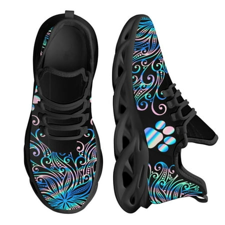 

Cool Dog Footprint uflage Printing Mesh Sneakers for Women Breathable Soft Flats Lace up Casual Platform Zapatos