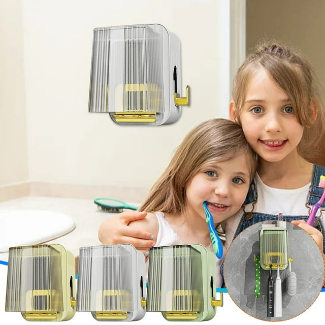 Storage Rack Toothbrush Holder with Rinse Cup Non-Punching Wall Mount Storage Rack for Bathroom Organization(White,1-Piece) Rkxzt