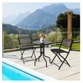 thumbnail image 3 of Bistro Set 3 Pieces, Round Patio Table & Folding Chairs for Outdoor Use, Black Metal Furniture for Balcony, Garden, Backyard, Space Saving Compact Design, 3 of 8