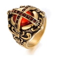 thumbnail image 5 of Vintage Stainless Steel Cross Ring with Red Diamond Geometric Design Mens Ring and Gold Accent Ring Wide Band Jewelry, 5 of 6