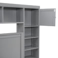thumbnail image 3 of Queen Size Platform Bed with All-in-One Cabinet and Shelf, Storage Bed with Trundle, 2 Drawers and Bookcase Headboard, Solid Wood Bed Frame with Slats Support, No Box Spring Needed, Gray, 3 of 9
