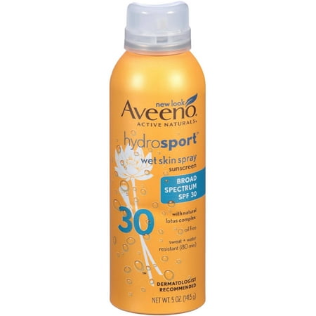 - AVEENO Active Naturals Hydrosport Sunscreen Spray SPF 30 5 oz (Pack of 4)