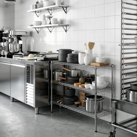 14" Deep x 42" Wide x 34" Height Wire Shelving Kit, 3-Tier Commercial Storage Rack Unit