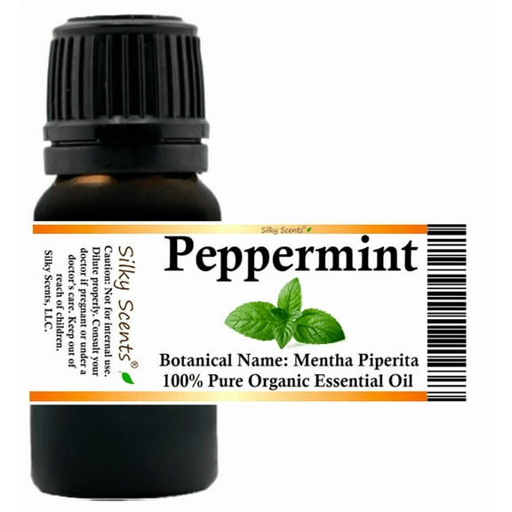 Peppermint Organic Essential Oil 5 ml (1/6 fl oz) - 100% Pure and Natural by Silky Scents