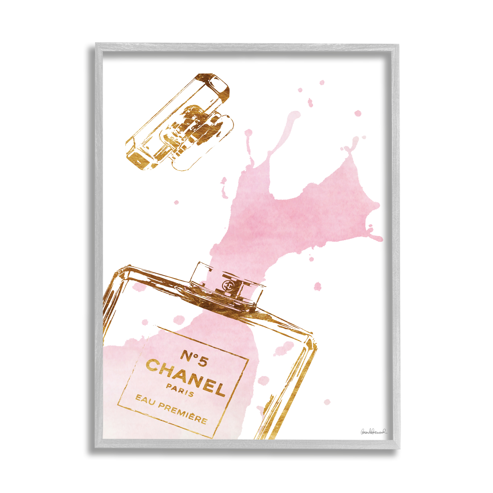 Stupell Industries Glam Perfume Bottle Splash Pink Gold Framed Wall Art by Amanda Greenwood - image 1 of 7