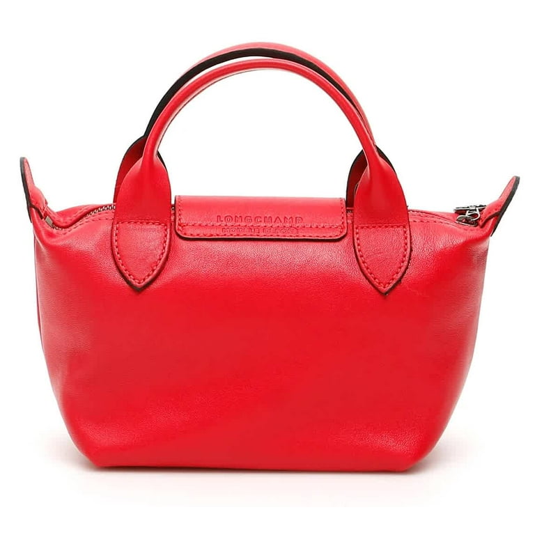 Longchamp Le Pliage Cuir Mini Leather Top Handle Bag, Red