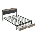 thumbnail image 2 of Miniyam Full Size Metal Bed with USB Ports, 2 Drawers for Adult, Gray, 2 of 7