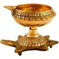 thumbnail image 1 of Brass Kuber Diya/Oil Lamp/Deepak with Turtle Base (Approx. 2.5 Inches) Set of 2, 1 of 3