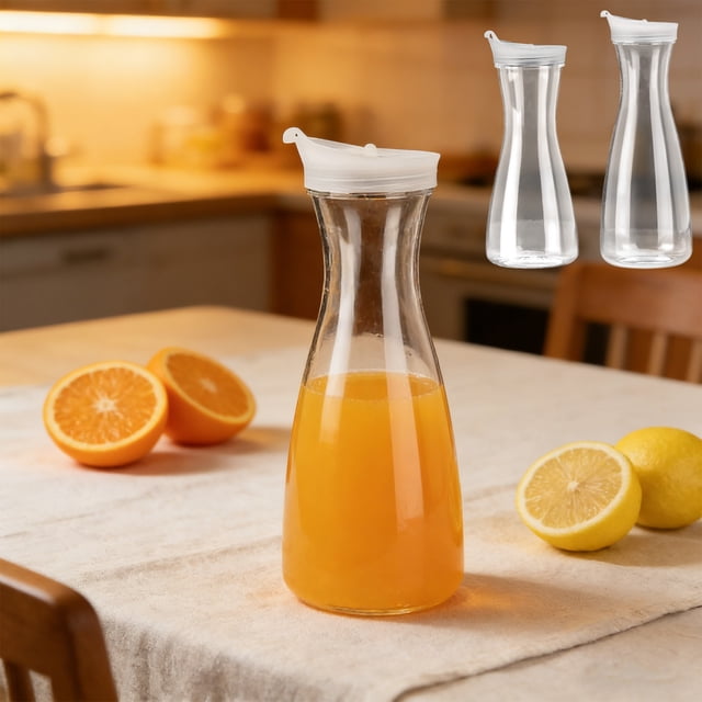 Fufafayo 2Pcs Acrylic Water Pitcher With Lid, Large Capacity Clear Beverage Jug Drink Container For Lemonade Iced Tea And Juice, Refrigerator Safe Pitcher For Home Kitchen, Bar Or Party, Modern