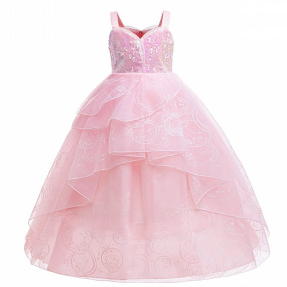 KAWELL Good Witch Glinda Costume Girls Pink Tulle Princess Dress Toddler Halloween Costumes Witch Cosplay Outfit