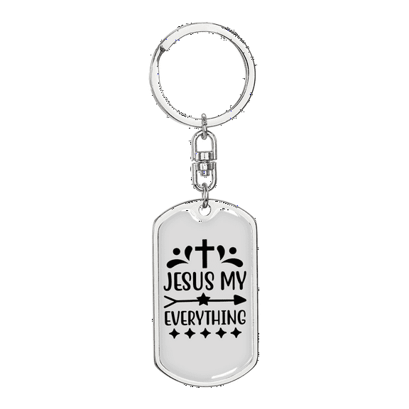 Jesus My Everything Stainless Steel or 18k Gold Premium Swivel Dog Tag Keychain