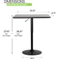 thumbnail image 2 of Hyxoo 31.5" Square Pub Table Height Adjustable 27.6"-36" Cocktail Table with Metal Base MDF Top Non-Rotatable for Dining Bistro Café Home Bar-31.5 IN-Silver, 2 of 9