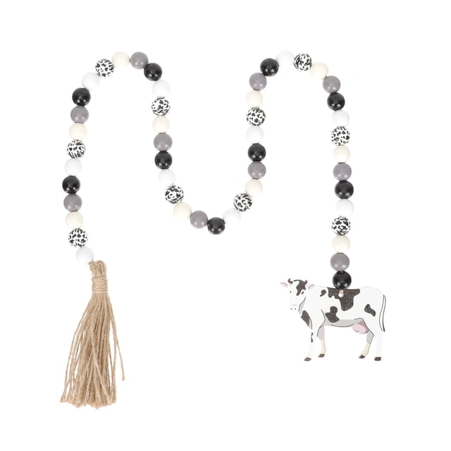 FRCOLOR Wooden Bead Decor Wood Beads String with Tassel for Decoration Multi Color Hemp Rope 10 Inches,35.43"X3.54"X0.63"