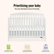 Dream On Me Odelle 5-in-1 Convertible Crib, Baby Crib to Toddler Bed Size Bed, Three Adjustable Mattress Height Positions, White