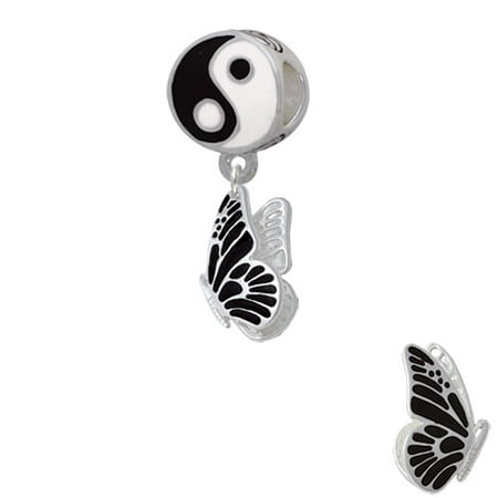 Black Flying Butterfly - Yin Yang Charm Bead