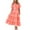 Orange, variant on Summer Dresses for Women, Women's 2024 Boho Dress V Neck Short Sleeve Belted Ruffle Hem A-Line Flowy Maxi Dresses Stripe Beach Sundress