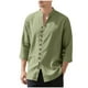 thumbnail image 2 of pstuiky camisas de manga larga para hombre, Camisas de lino para hombre, informales, de manga larga, con botones y cuello alto Tops de hombre m, 2 of 9