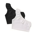 thumbnail image 4 of HBFAGFB One Shoulder Tank Tops for Girls Slim Sleeveless T-Shirt Dancewear Fashion Clothing White Size 7Y, 4 of 5
