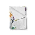 thumbnail image 2 of Parrot Soft Flannel Fleece Blanket, Hibiscus with Bird Intelligent Mimic Animals Creatures Wild Regions Artwork, Cozy Plush for Indoor and Outdoor Use, 50" x 60", White Yellow Green, by Ambesonne, 2 of 6