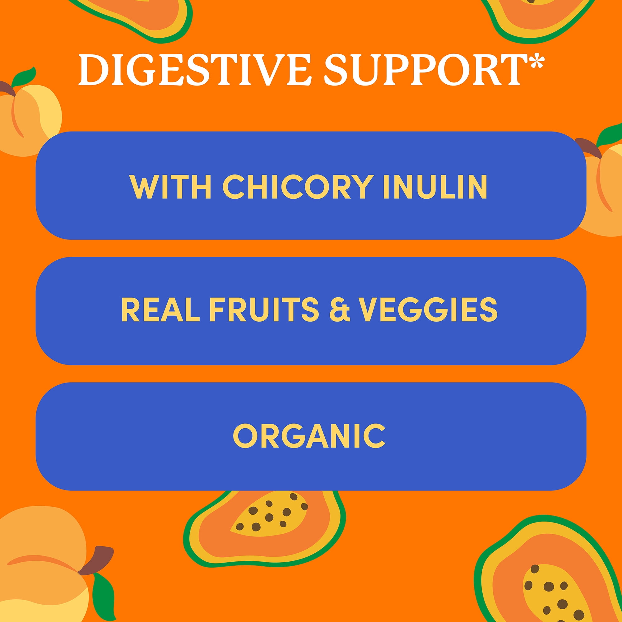 (12 pack) bettergoods Organic Stage 3 Baby Food Digestive Support Blend, Peach and Papaya Puree, 3.5 oz Pouch