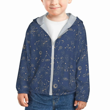 

Sun Hoodie for Kids navyblue star vintage Long Sleeve Swim Fishing Shirts Sun Protection Zip Up Jacket Clothing Athletic Hoodie