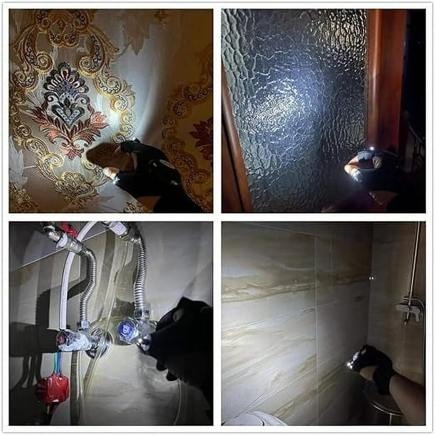 Guantes de linterna, guantes de linterna LED sin dedos, regalos de cumpleaños para hombre, linternas manos libres para trabajar en lugares oscuros