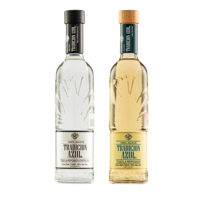 Duo Pack Tequila Tradición Azul Cristalino y Reposado 750 Ml Tradición Azul Tequila Cristalino y Reposado