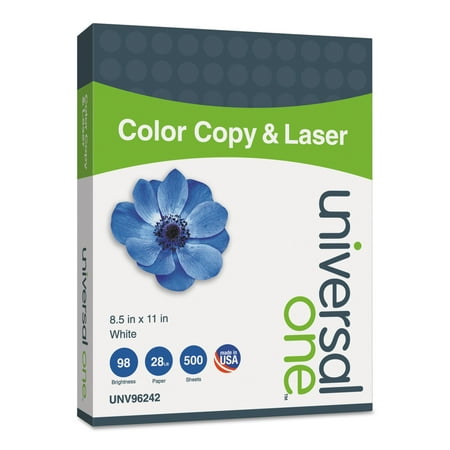 Color Copier Paper - Universal Copier/Laser Paper, 98 Brightness, 28lb, 8-1/2 x 11, White, 500 Sheets/Ream -UNV96242