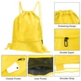 thumbnail image 4 of Uxcell Drawstring Backpack Bags Drawstring Gym Bag with Zip Pocket for Women Men Yellow, 4 of 5