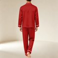 thumbnail image 6 of Delconic Mens Pajama Set Long Sleeve Button Front Sleepwear Set Relaxed Fit Lounge Set with Chest Pocket and Full Length Pants Vermilion L, 6 of 6