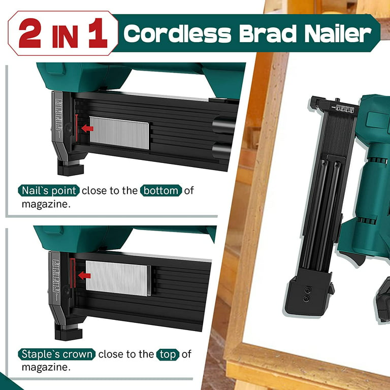 Cordless Brad Nailer, Neu Master NTC0023 Rechargeable Nail Gun/Staple Gun for Upholstery, Carpentry and Woodworking Projects, Including 20V Max.